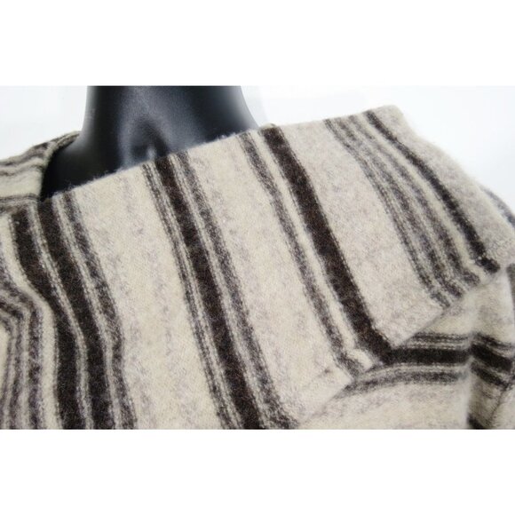 Vintage Joseph Abboud Mens Large Lambswool Striped V Neck Sweater Gray White - Picture 7 of 9